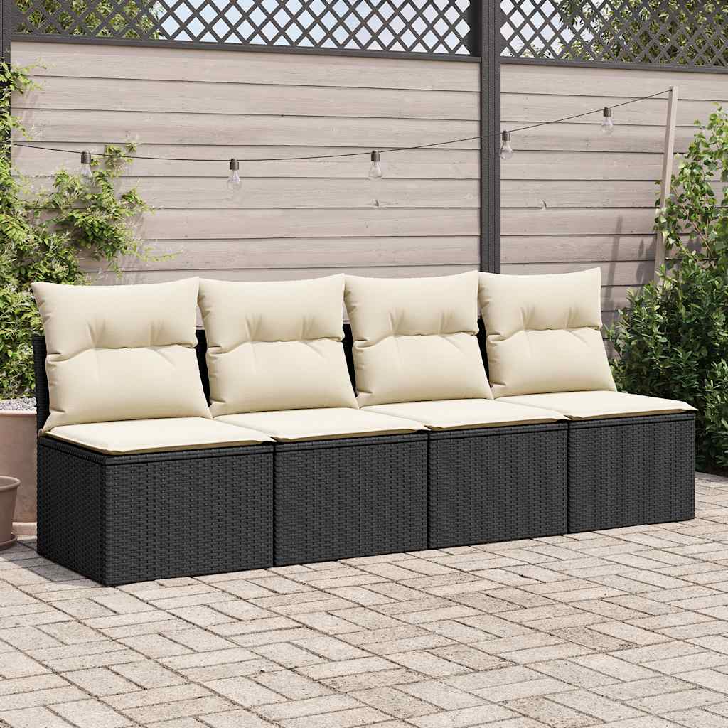 2-dijelni set vrtnih sofa s jastucima crni od poliratana bagrem