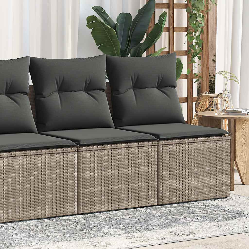 2-dijelni set vrtnih sofa poliratan i bagrem s jastucima sivi