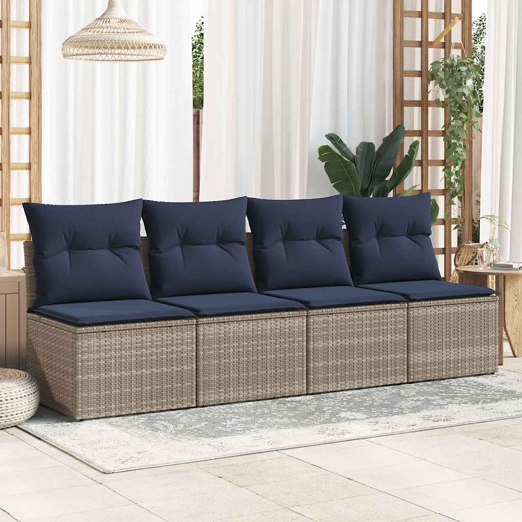 2-dijelni set vrtnih sofa poliratan i bagrem s jastucima sivi