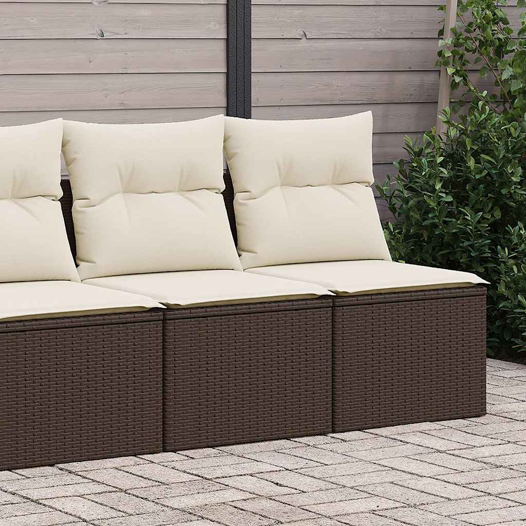 2-dijelni set vrtnih sofa poliratan i bagrem s jastucima smeđi