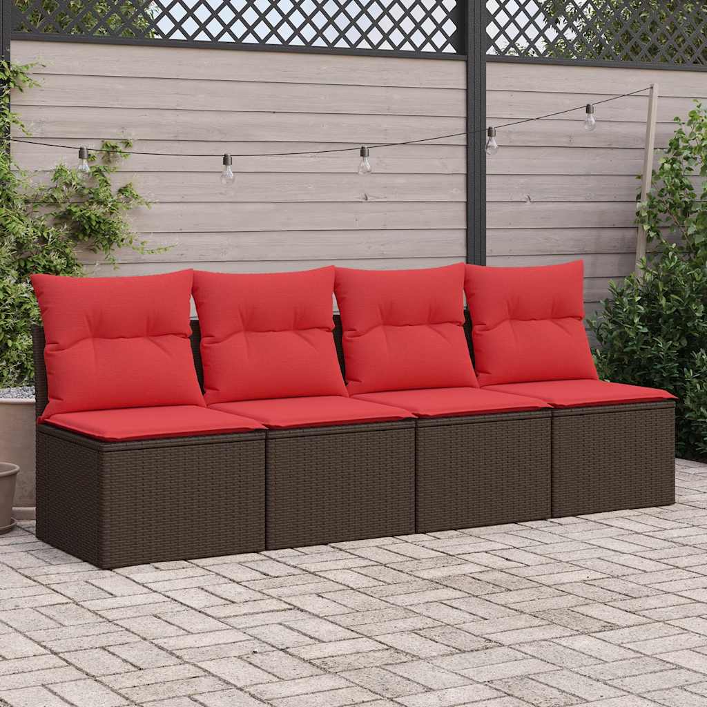 2-dijelni set vrtnih sofa poliratan i bagrem s jastucima smeđi