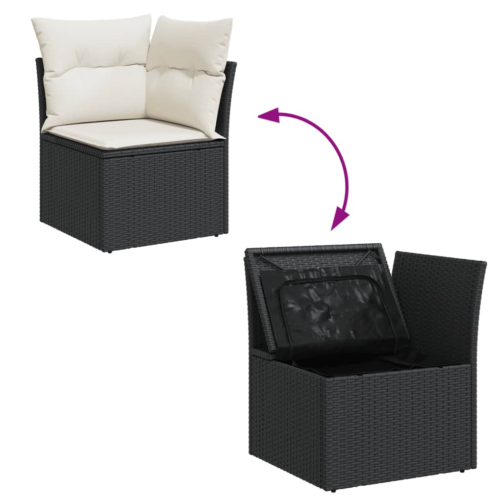 4-dijelni set vrtnih sofa od poliratana s jastucima crni