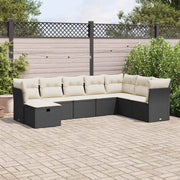 8-dijelni set vrtnih sofa od poliratana s jastucima crni