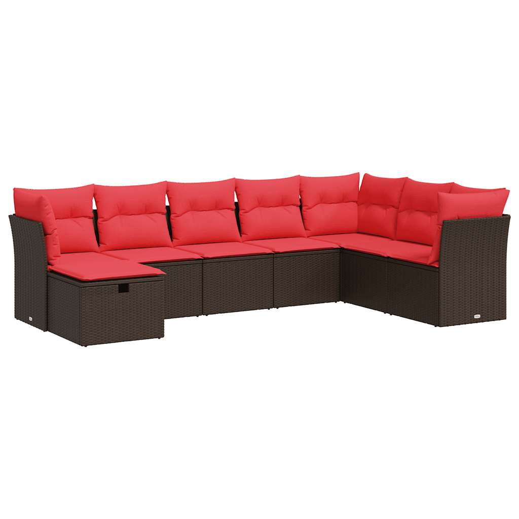 8-dijelni set vrtnih sofa s jastucima smeđi od poliratana