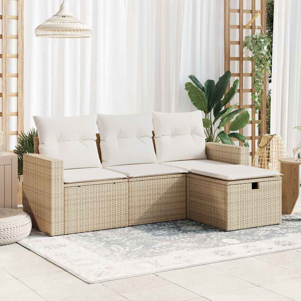 4-dijelni set vrtnih sofa s jastucima bež od poliratana