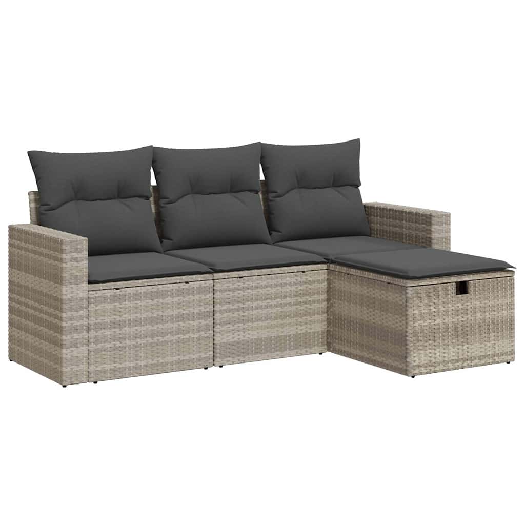 4-dijelni set vrtnih sofa s jastucima svijetlosivi poliratan