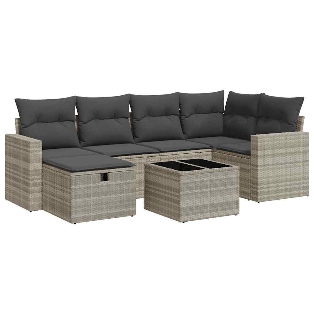 7-dijelni set vrtnih sofa svjetlosivi od poliratana