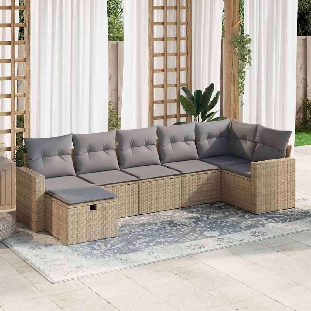 8-dijelni set vrtnih sofa s jastucima bež od poliratana