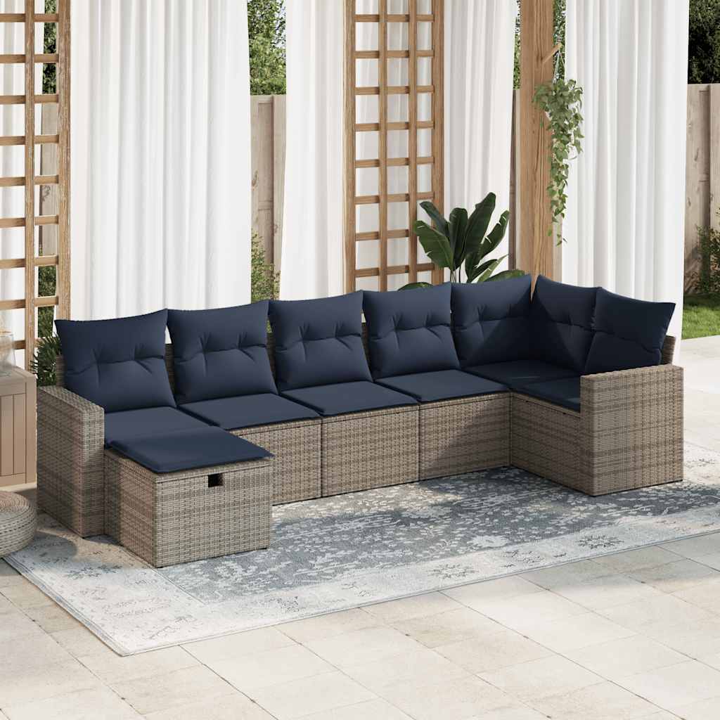 7-dijelni set vrtnih sofa sivi od poliratana