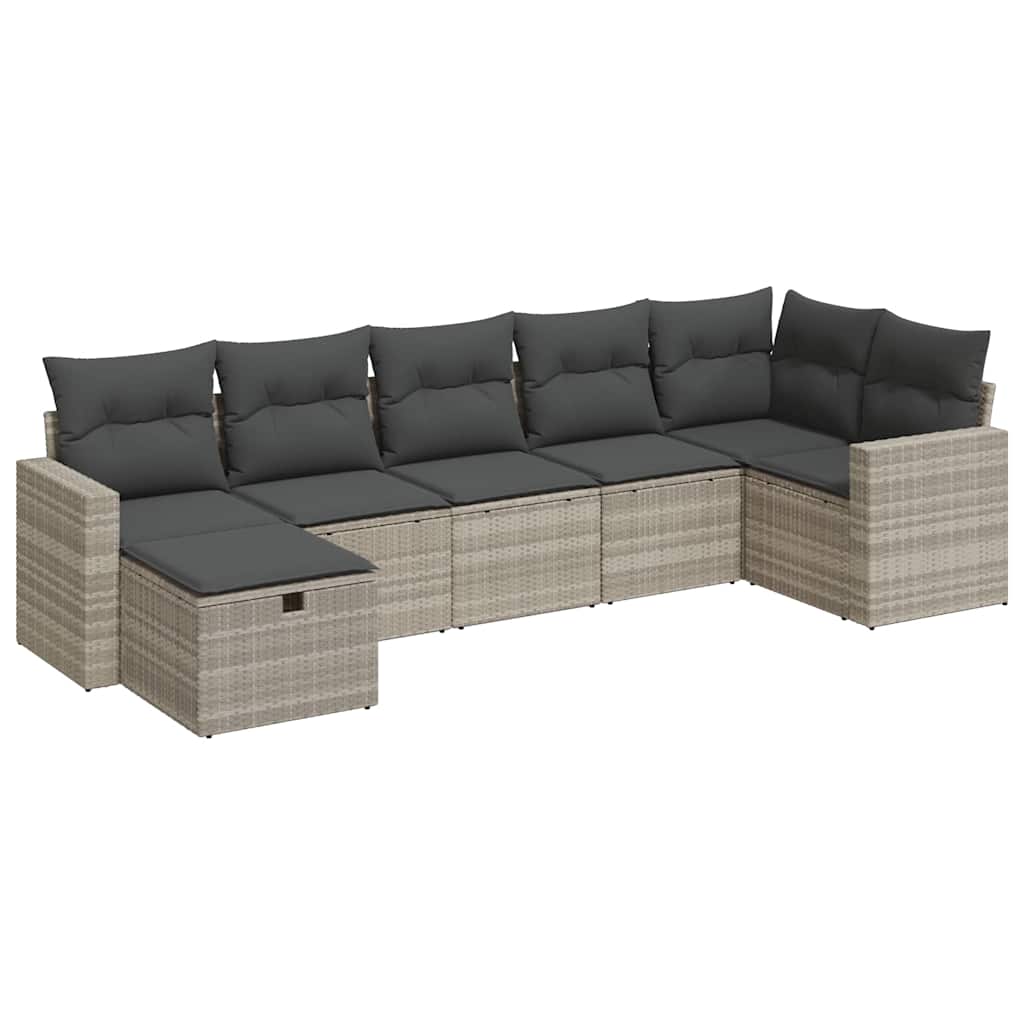 7-dijelni set vrtnih sofa svjetlosivi od poliratana