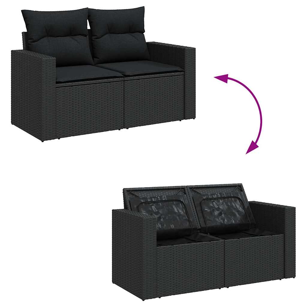 8-dijelni set vrtnih sofa od poliratana s jastucima crni