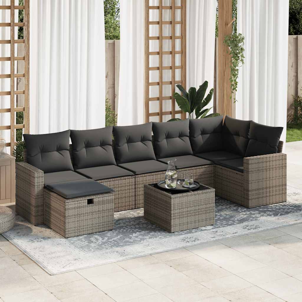 8-dijelni set vrtnih sofa s jastucima bež od poliratana