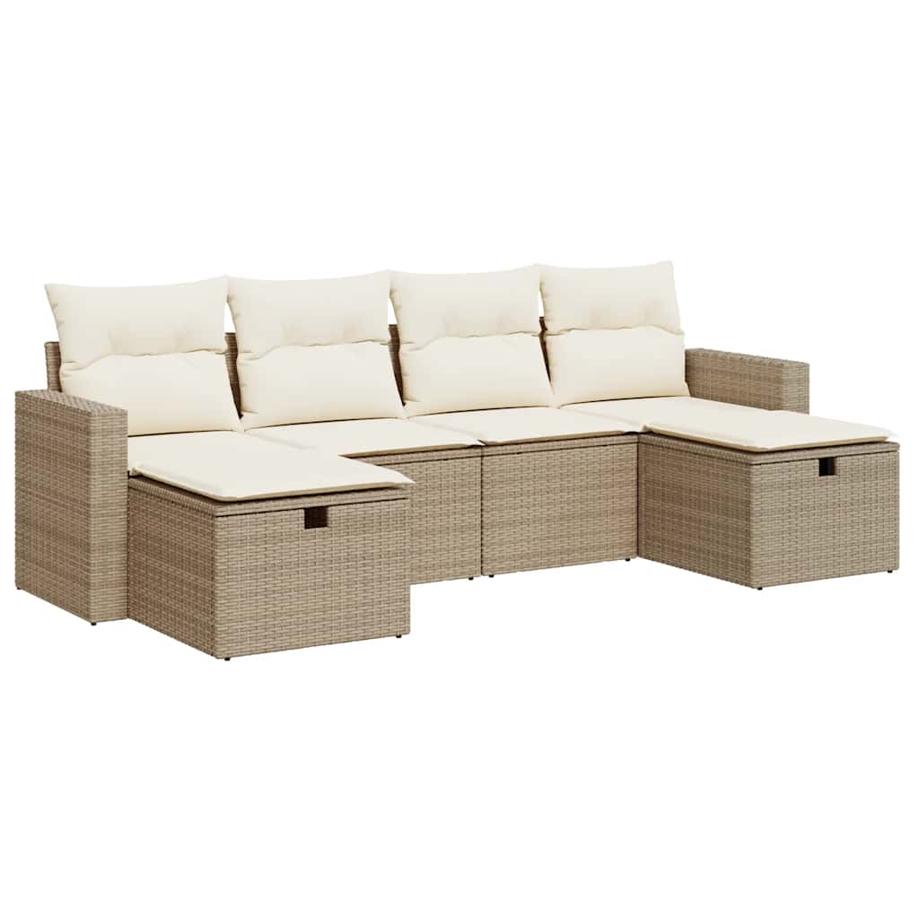 6-dijelni set vrtnih sofa s jastucima bež od poliratana