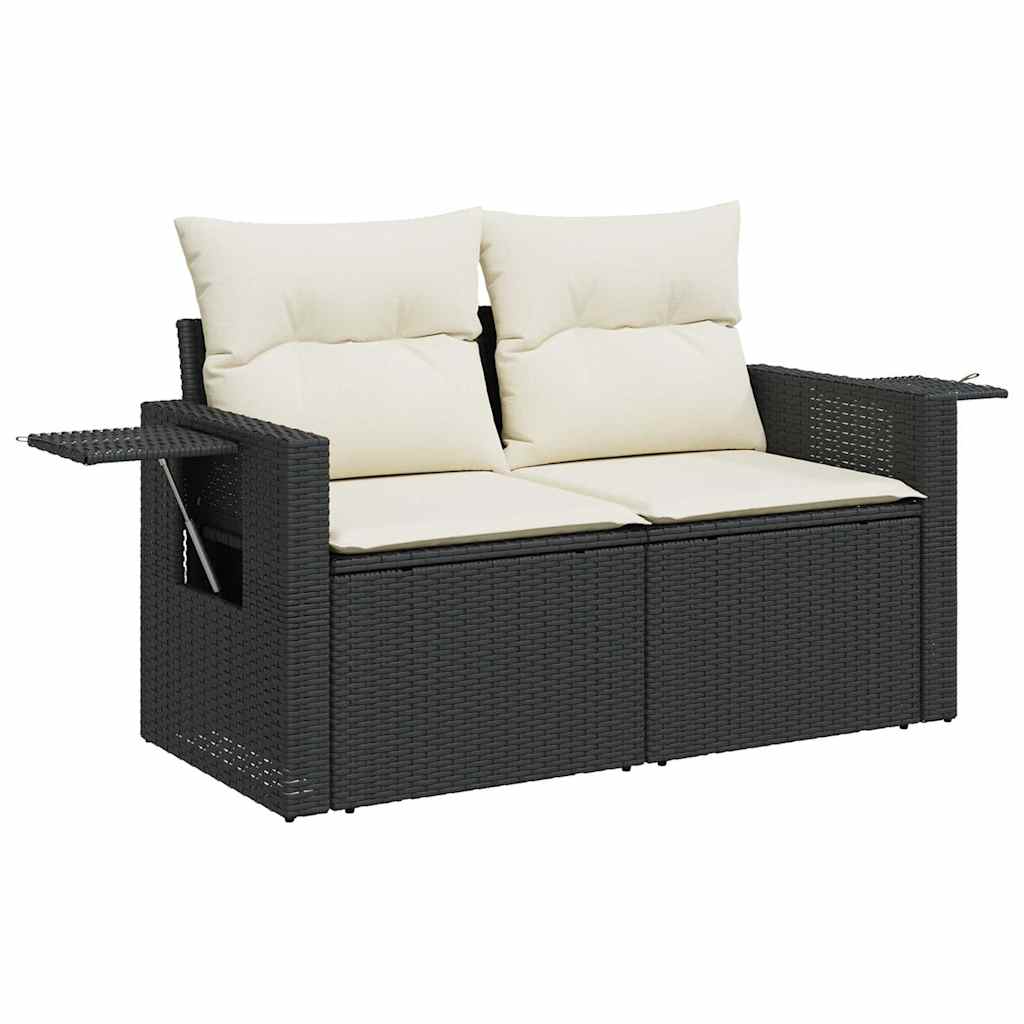 4-dijelni set vrtnih sofa od poliratana s jastucima crni