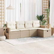 5-dijelni vrtni set sofa s jastucima bež od poliratana