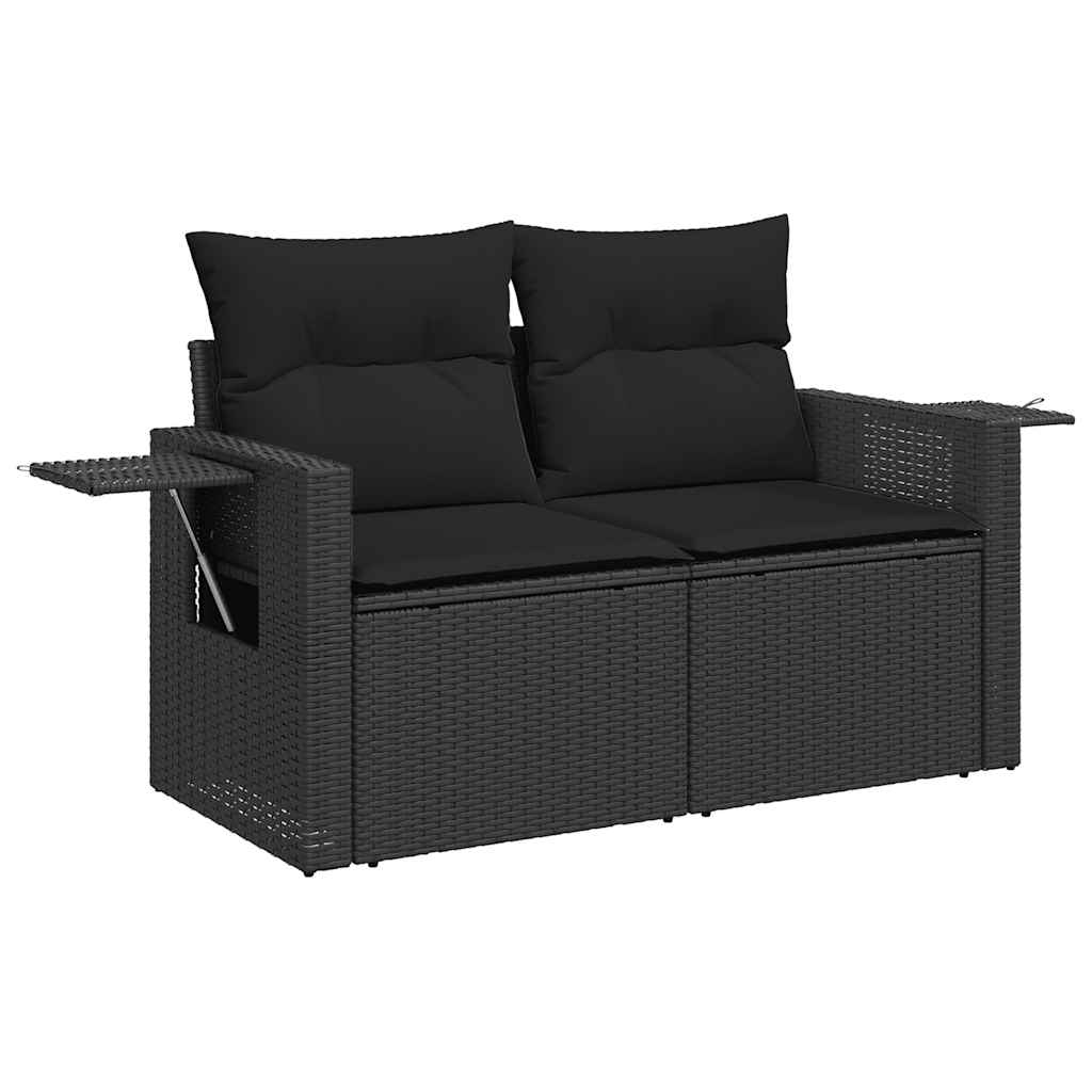 8-dijelni set vrtnih sofa od poliratana s jastucima crni