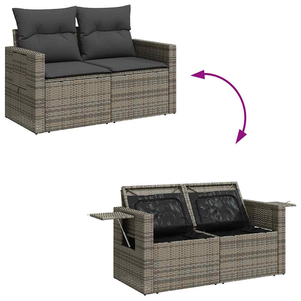 8-dijelni set vrtnih sofa od poliratana s jastucima sivi