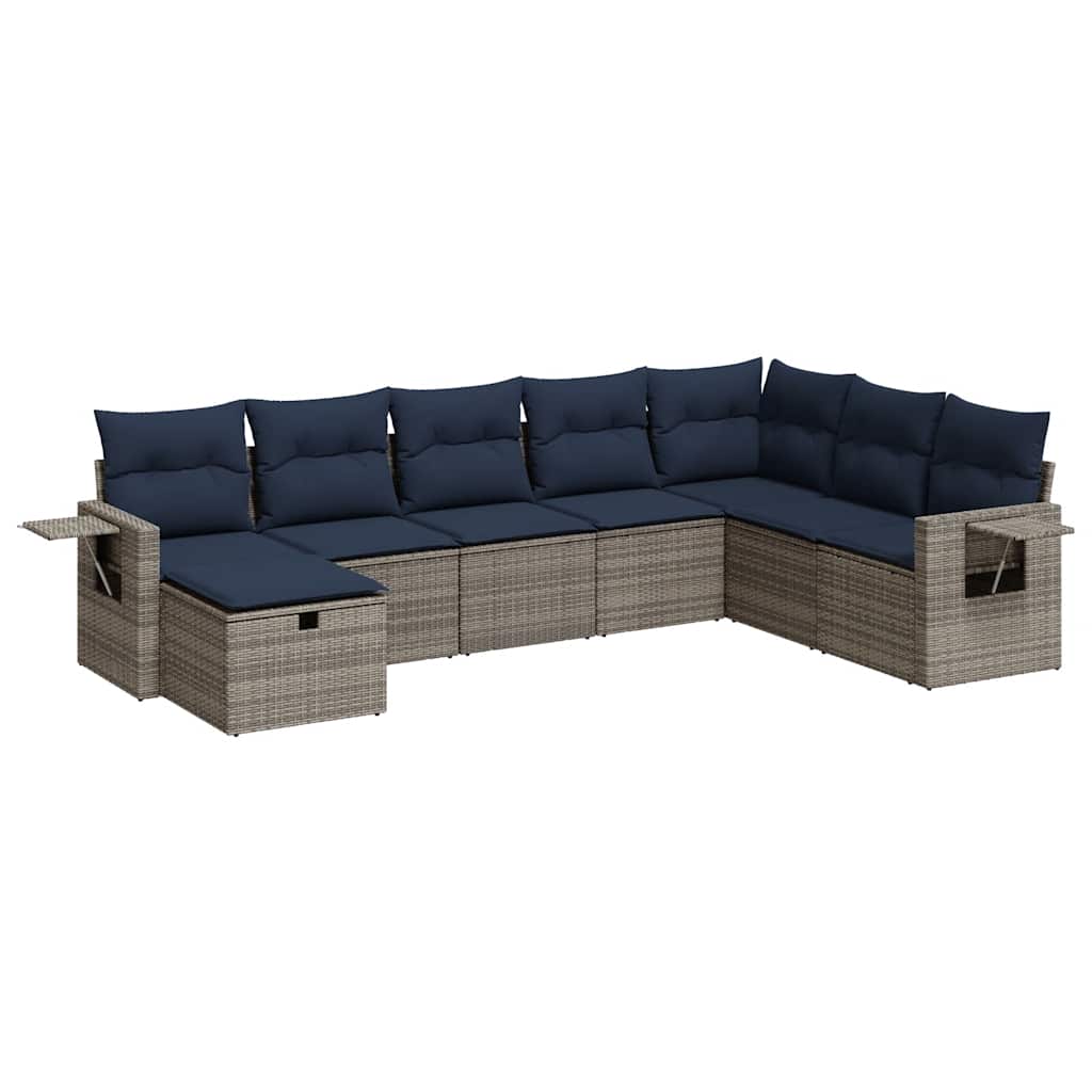 8-dijelni set vrtnih sofa od poliratana s jastucima sivi