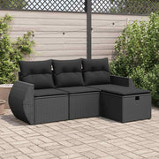4-dijelni set vrtnih sofa od poliratana s jastucima crni