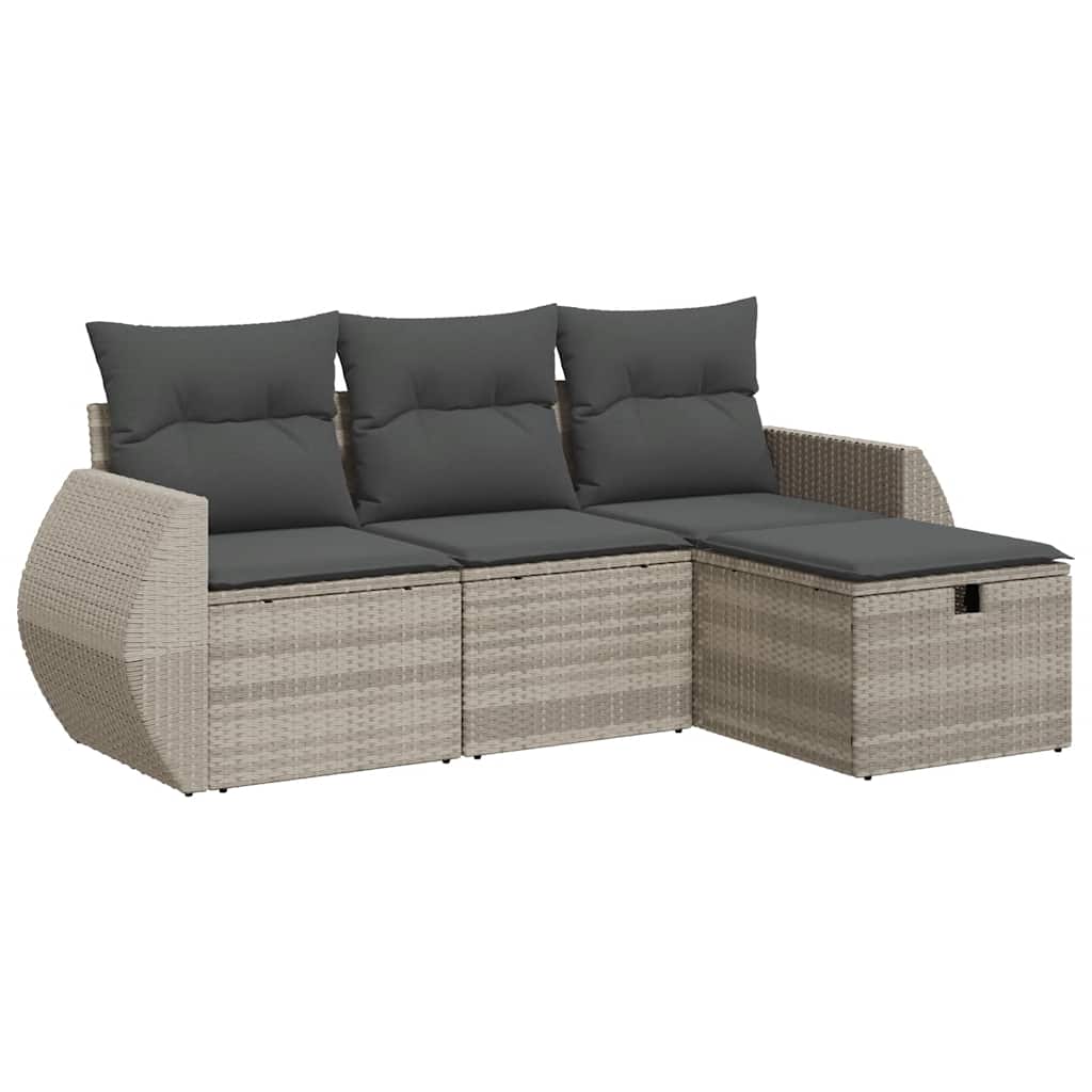 4-dijelni set vrtnih sofa s jastucima svijetlosivi poliratan
