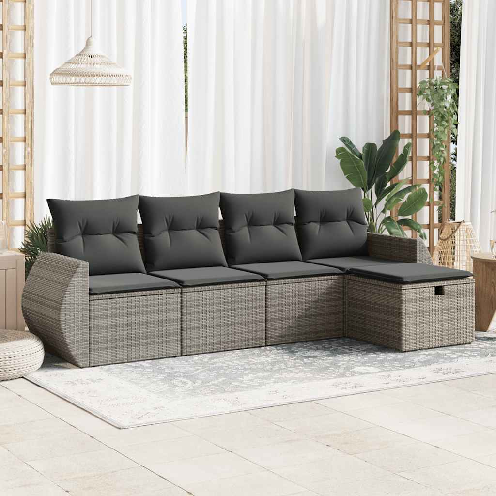 5-dijelni set vrtnih sofa s jastucima bež od poliratana