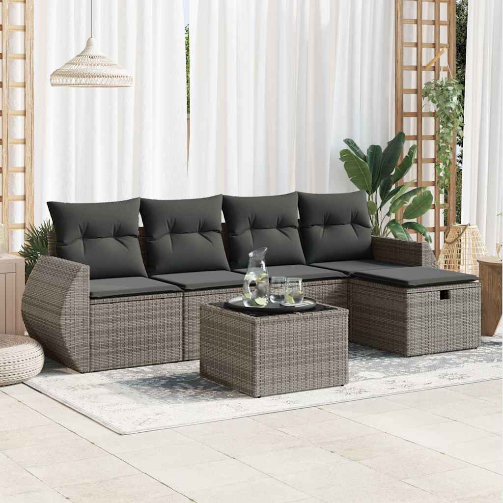 5-dijelni set vrtnih sofa s jastucima bež od poliratana