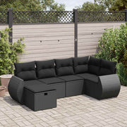 6-dijelni set vrtnih sofa s jastucima crni od poliratana