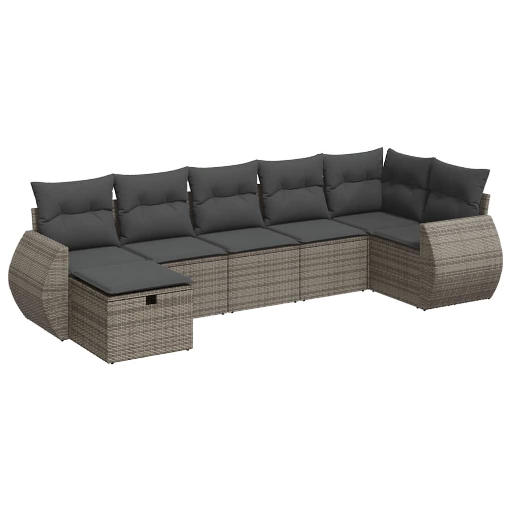 7-dijelni set vrtnih sofa sivi od poliratana