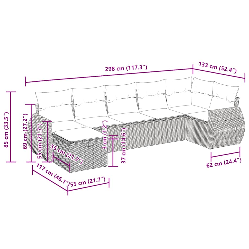 7-dijelni set vrtnih sofa sivi od poliratana