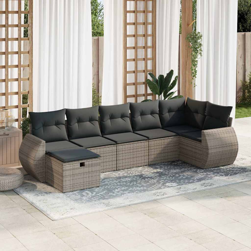 7-dijelni set vrtnih sofa sivi od poliratana