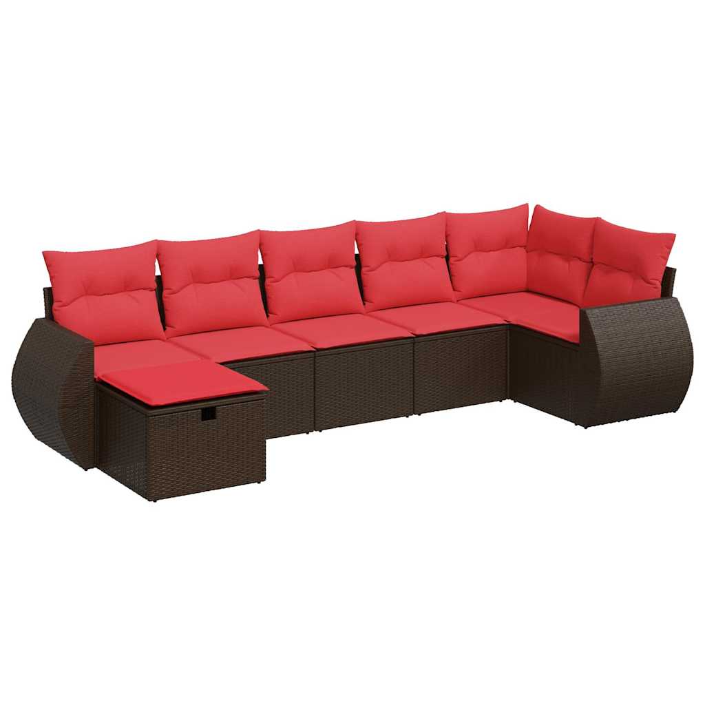 7-dijelni set vrtnih sofa od poliratana s jastucima smeđi