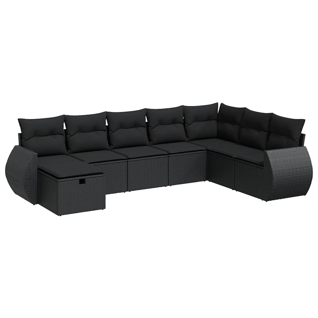 8-dijelni set vrtnih sofa od poliratana s jastucima crni