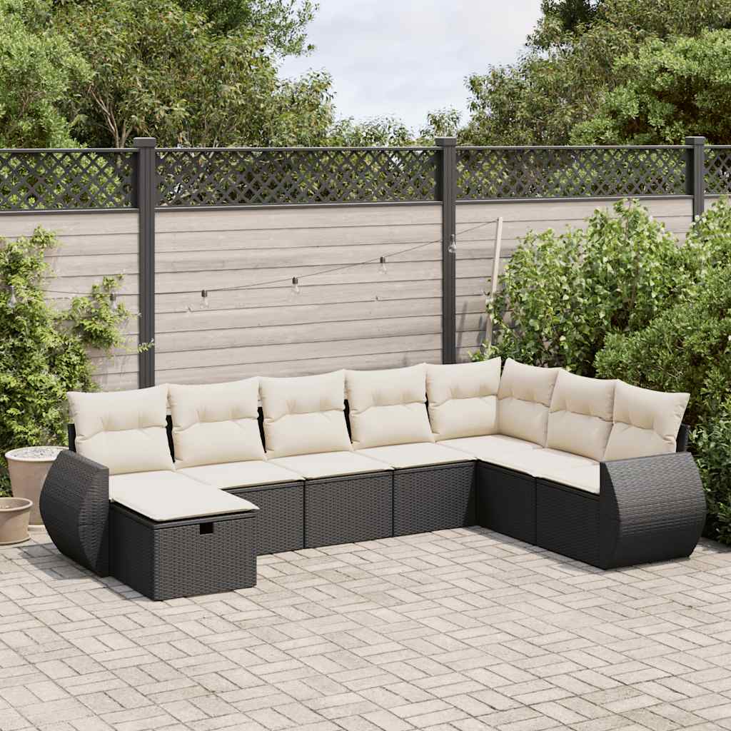 8-dijelni set vrtnih sofa od poliratana s jastucima crni