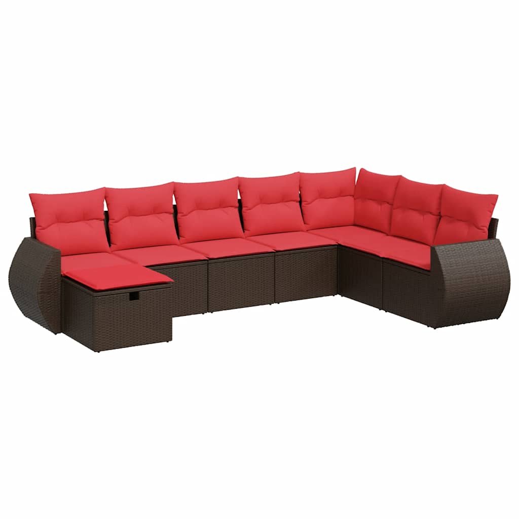 8-dijelni set vrtnih sofa s jastucima smeđi od poliratana