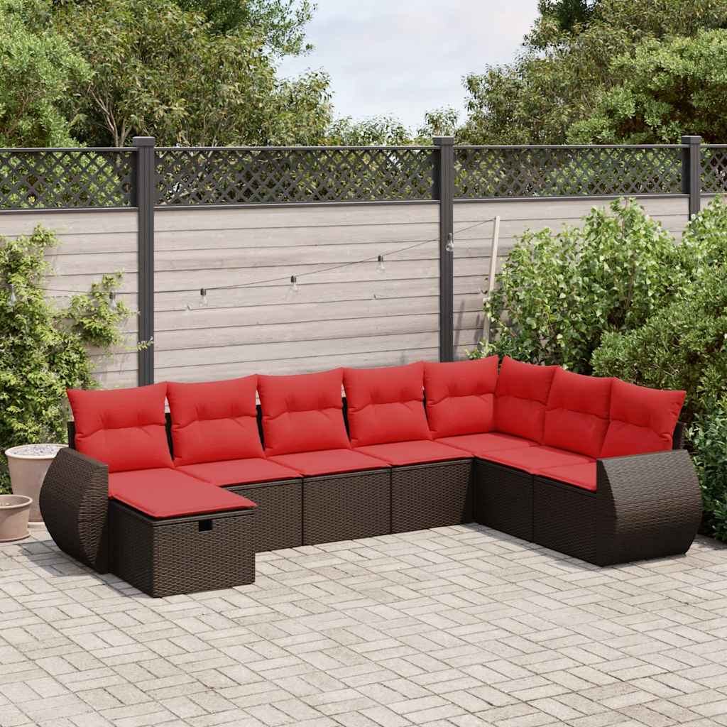 8-dijelni set vrtnih sofa s jastucima smeđi od poliratana