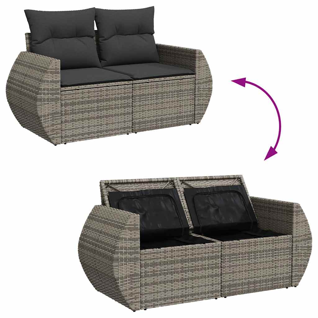 9-dijelni set vrtnih sofa od poliratana s jastucima sivi
