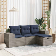 4-dijelni set vrtnih sofa od poliratana s jastucima sivi