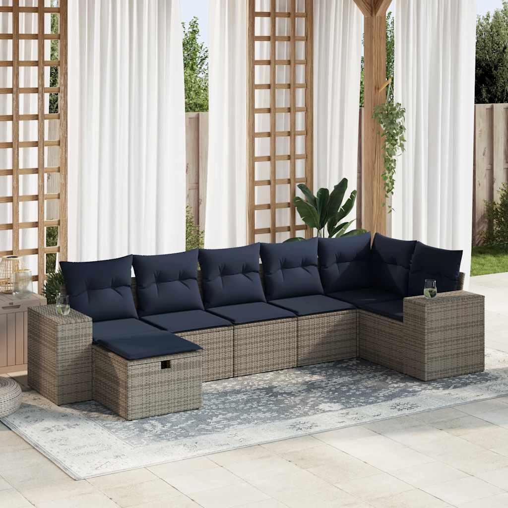 7-dijelni set vrtnih sofa sivi od poliratana