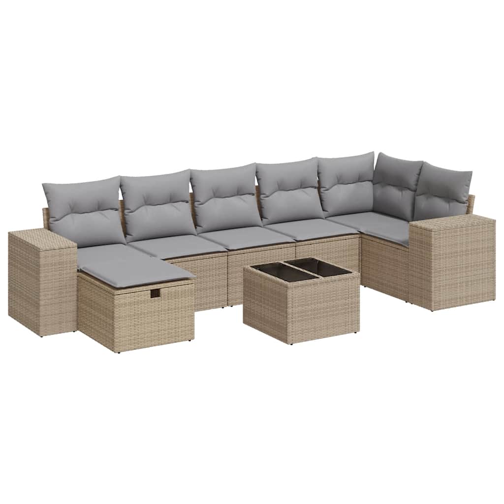 8-dijelni set vrtnih sofa od poliratana s jastucima bež