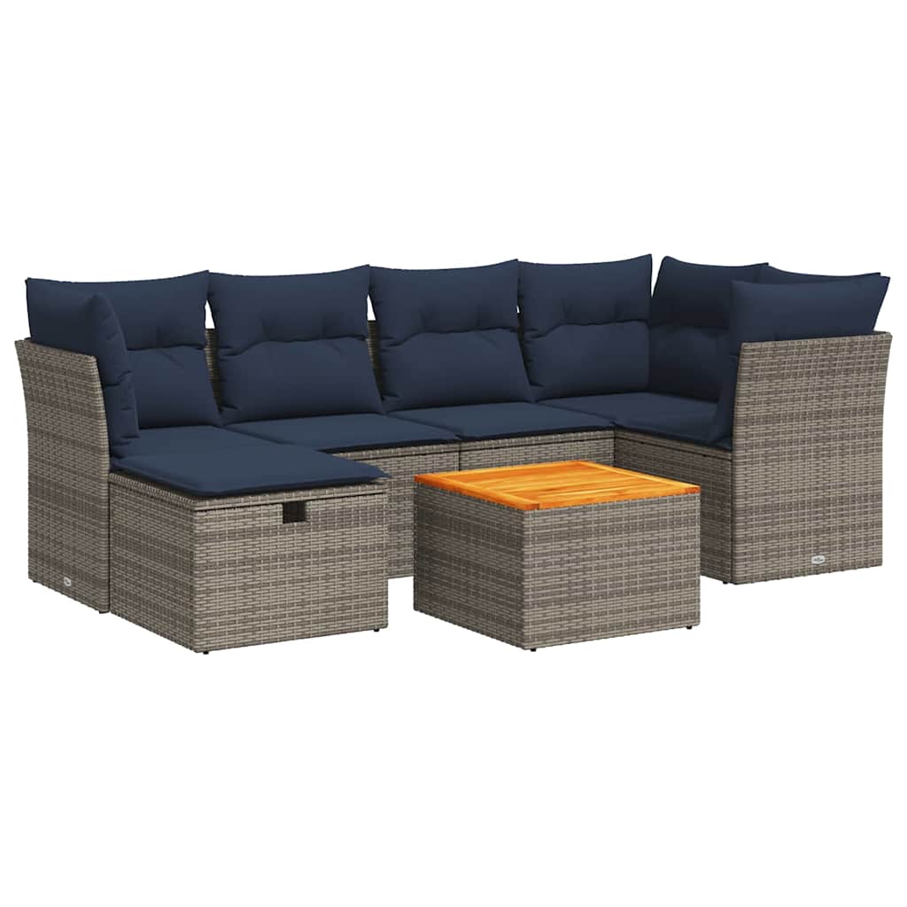 7-dijelni set vrtnih sofa sivi od poliratana