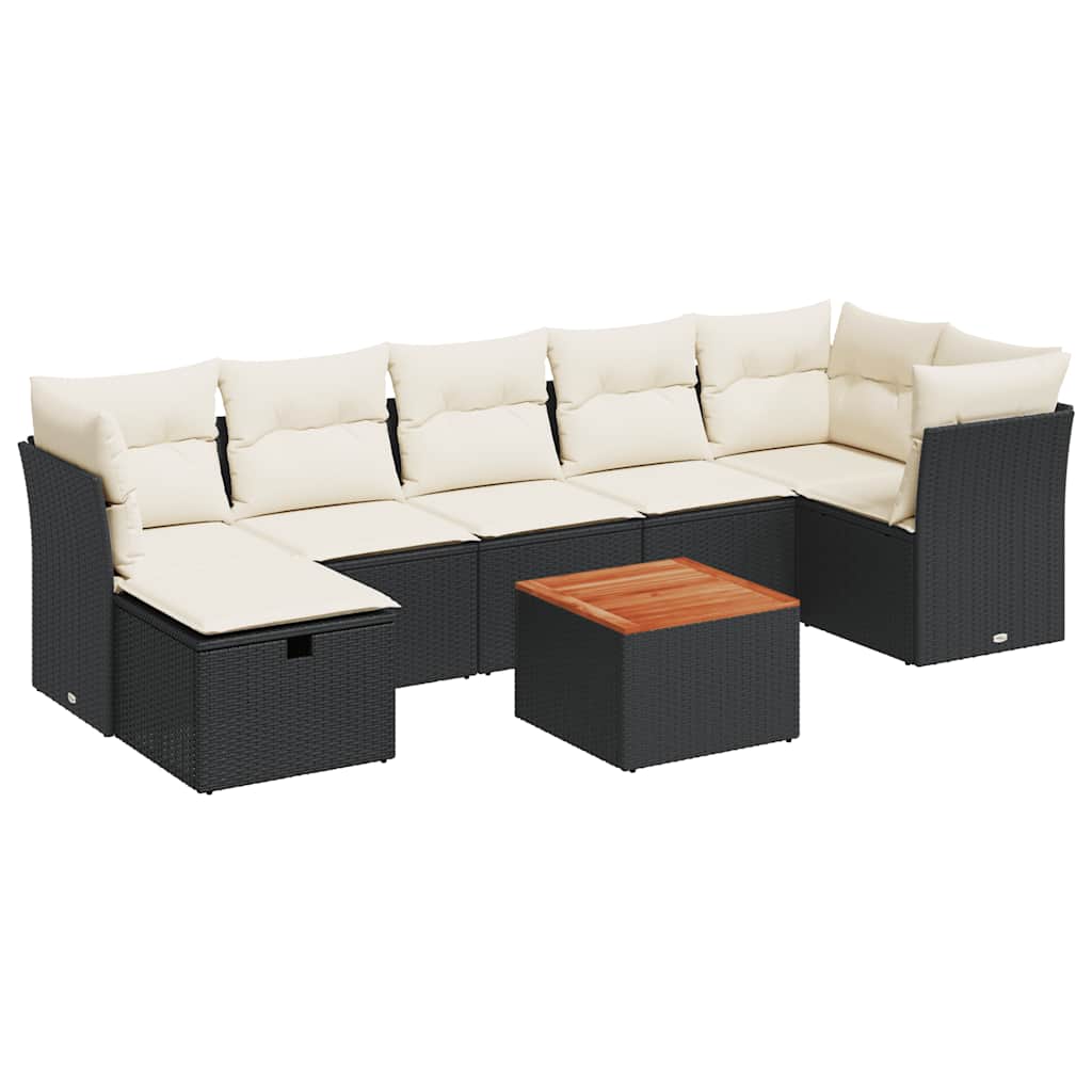 8-dijelni set vrtnih sofa od poliratana s jastucima crni