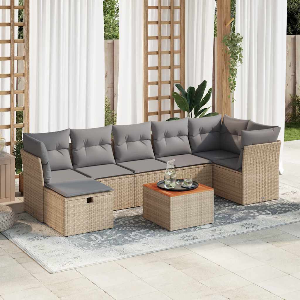 8-dijelni set vrtnih sofa od poliratana s jastucima bež