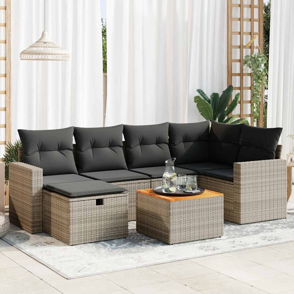 7-dijelni set vrtnih sofa sivi od poliratana
