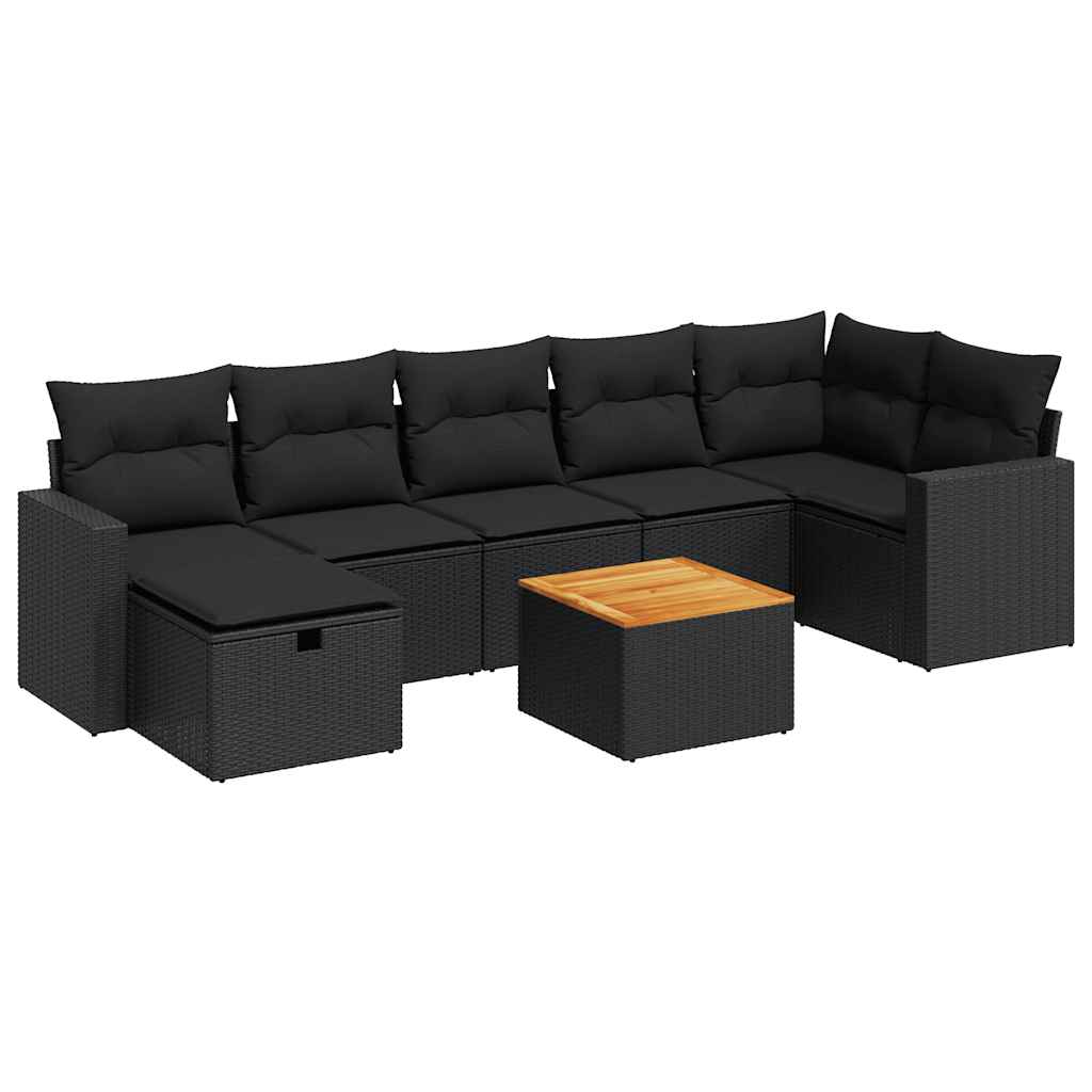 8-dijelni set vrtnih sofa od poliratana s jastucima crni