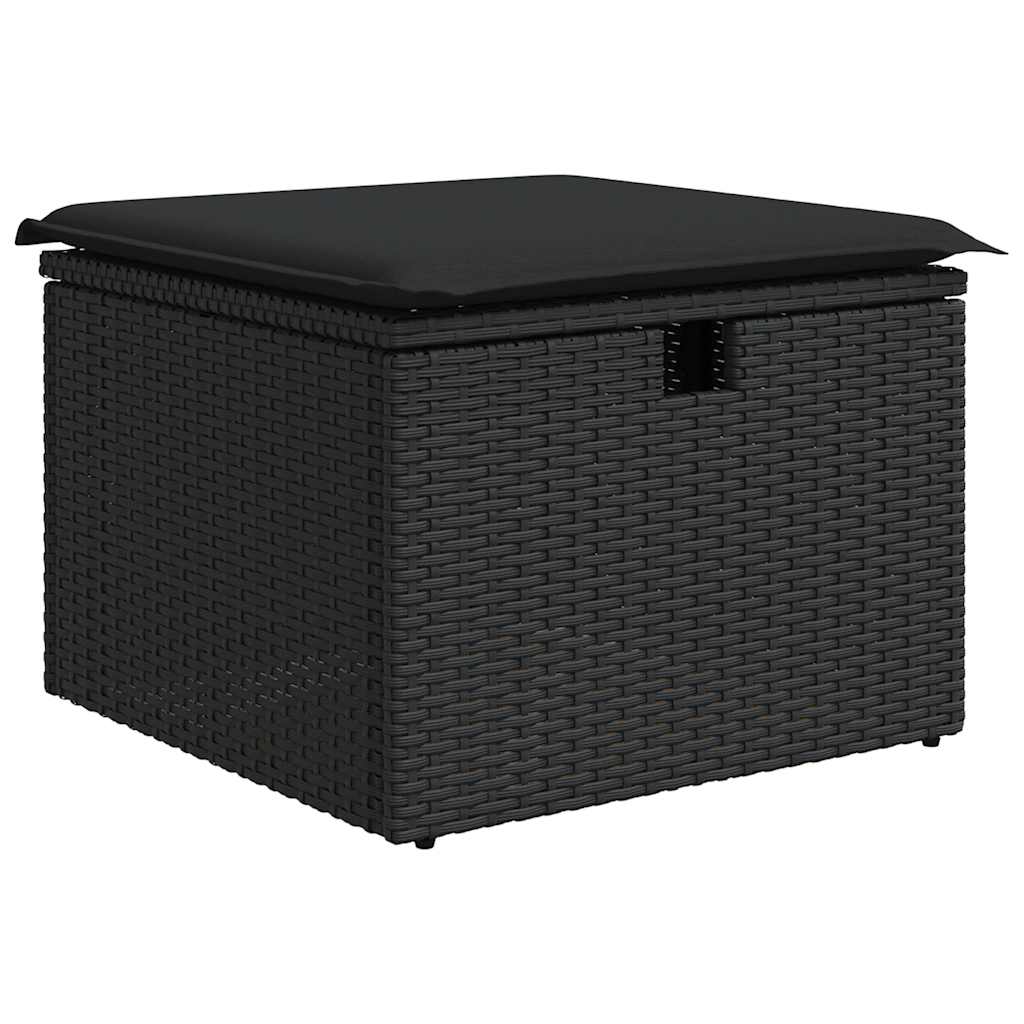 8-dijelni set vrtnih sofa od poliratana s jastucima crni