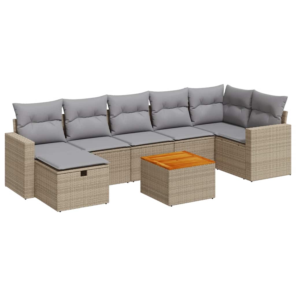 8-dijelni set vrtnih sofa od poliratana s jastucima bež