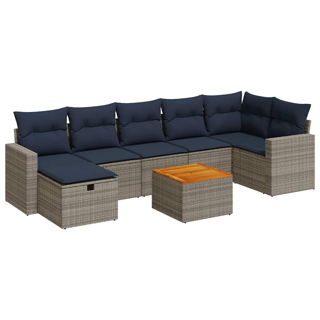 8-dijelni set vrtnih sofa od poliratana s jastucima sivi