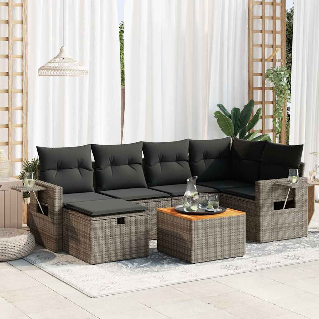 7-dijelni set vrtnih sofa sivi od poliratana