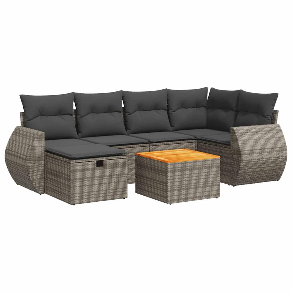 7-dijelni set vrtnih sofa sivi od poliratana