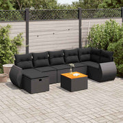 8-dijelni set vrtnih sofa od poliratana s jastucima crni